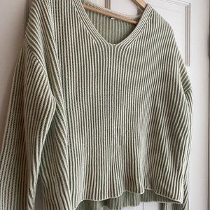 Polagram Sage Ribbed Sweater Set w/ Midi Skirt Small